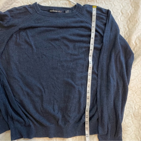 Northern Isles Navy Long Sleeve Shirt Silk Rayon Cashmere Blend Sweater L Men’s - Picture 6 of 6